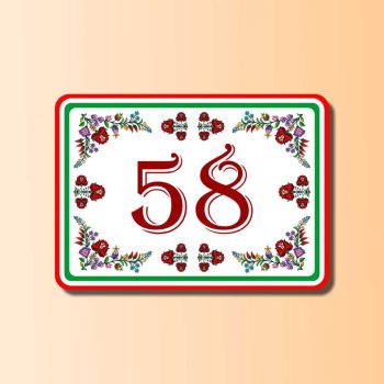 téglalap alakú házszámtábla kalocsai mintával